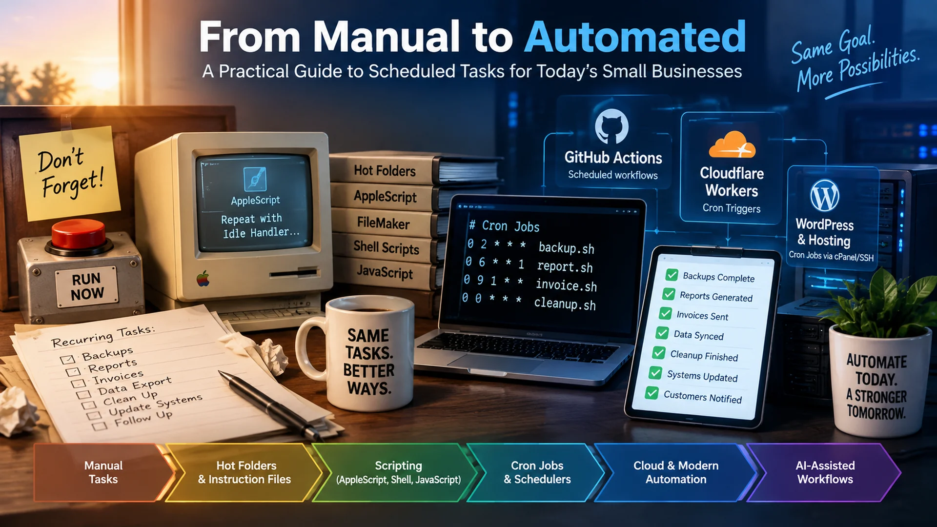 Kenneth Durrum's evolution from early computer scripting and scheduled automation to modern AI-assisted business workflows. Kenneth Durrum's evolution from early computer scripting and scheduled automation to modern AI-assisted business workflows.