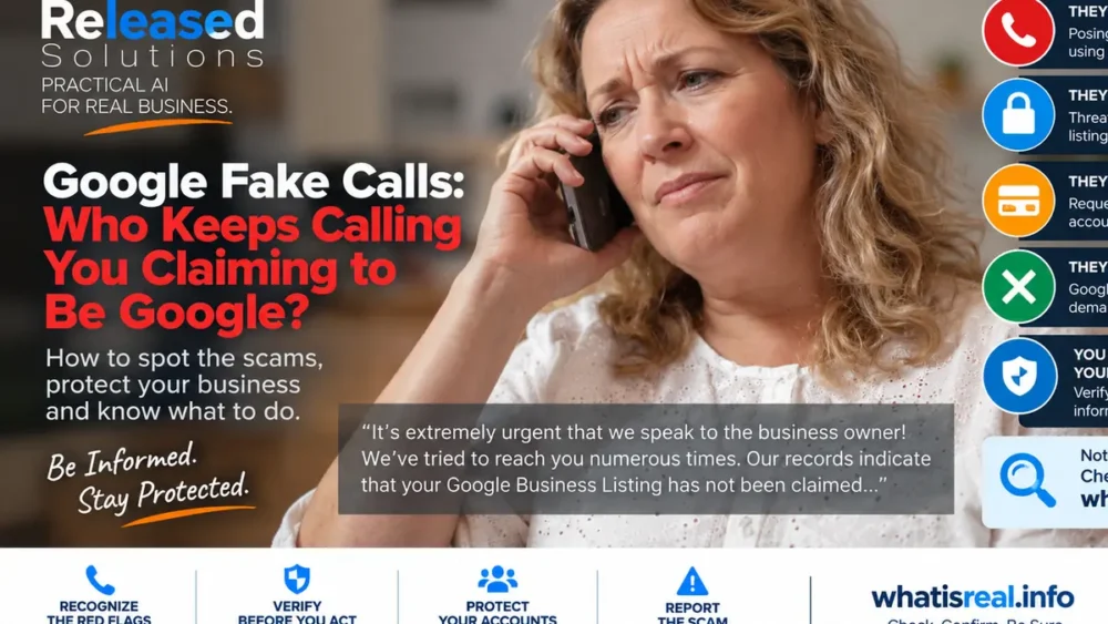 Business owner illustration for Google fake calls scam awareness