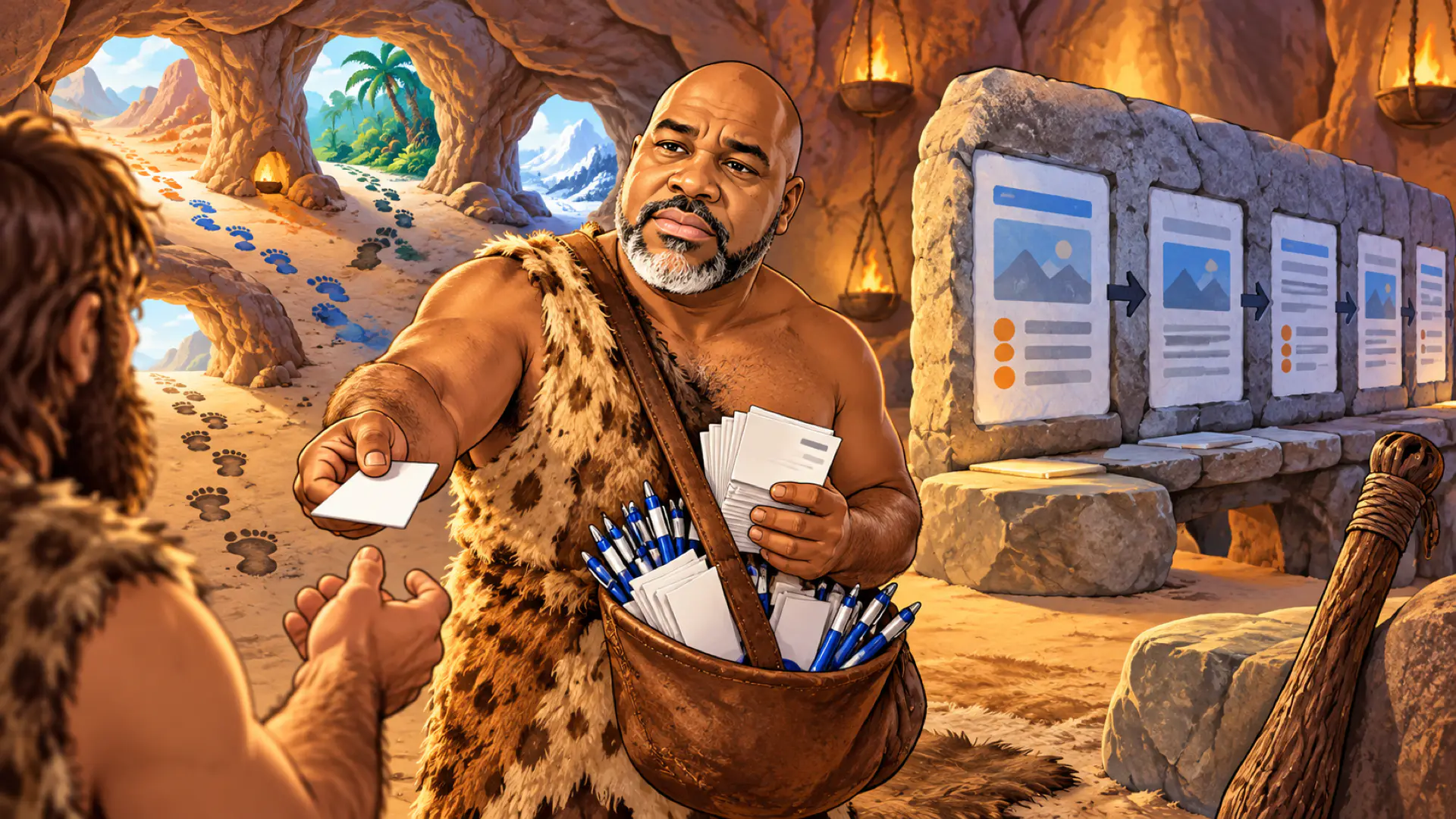 Business owner comparing one-to-one promotion with a connected marketing system linking a mobile-friendly website, search, content and analytics. Business owner comparing one-to-one promotion with a connected marketing system linking a mobile-friendly website, search, content and analytics.